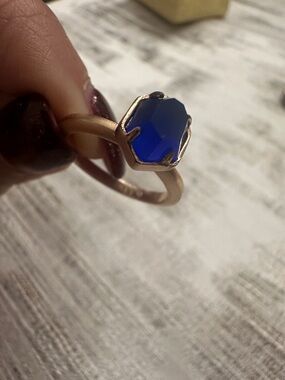 Kendra Scott Deep Blue Octagon Stone Ring in Rose Gold